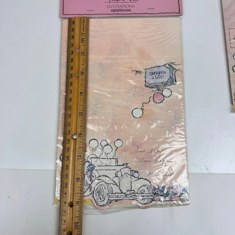 3 Pkgs Vtg Flavia Applause Just Married Tri Fold Wedding Invitations 30 Total‎